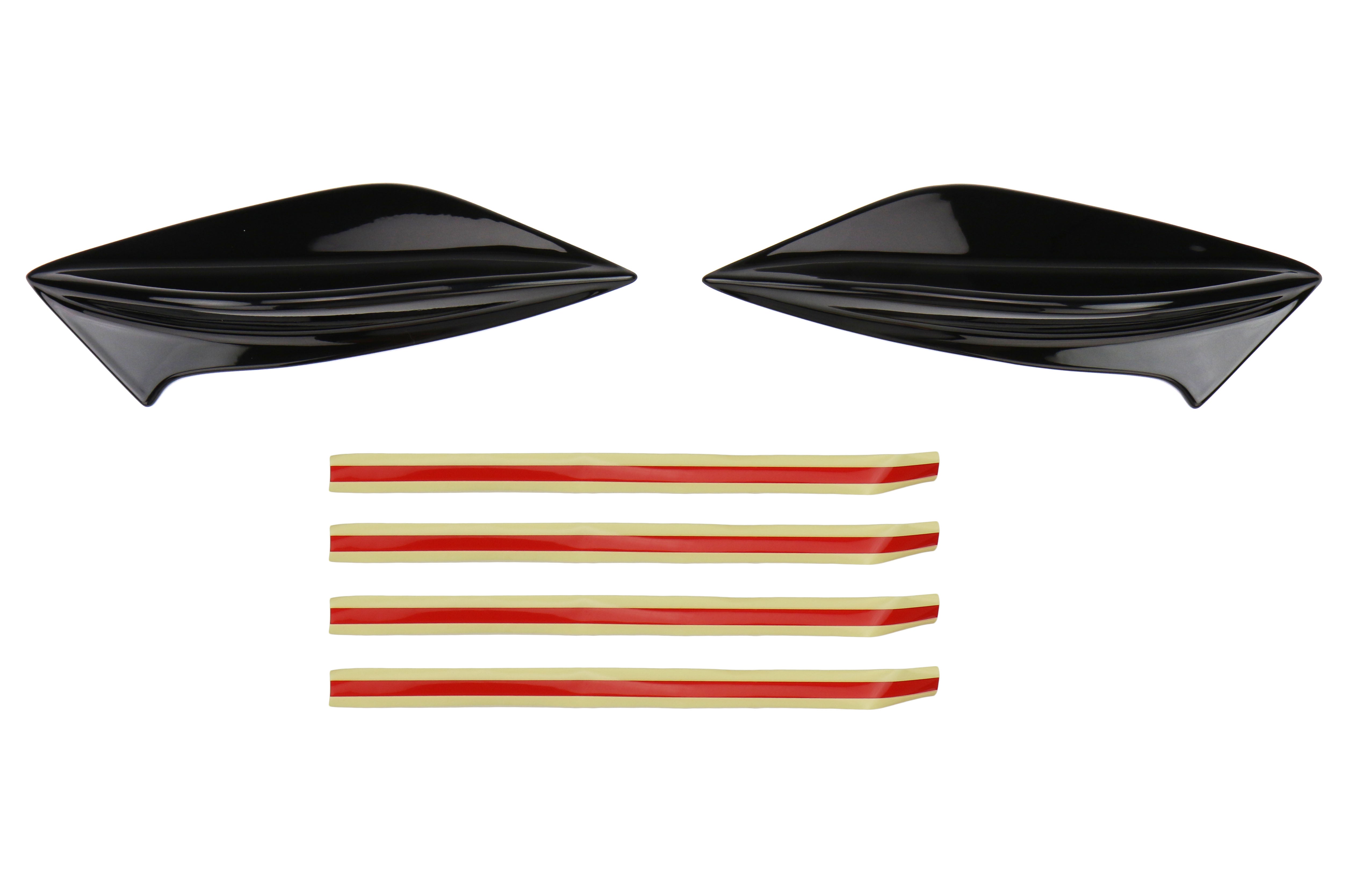 OLM STI Spoiler Side Fins - Crystal Black Silica / Raven - 2015-2021 Subaru WRX / STI - 4