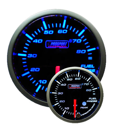 Manómetro de presión de combustible Prosport Premium azul/blanco de 2-1/16"