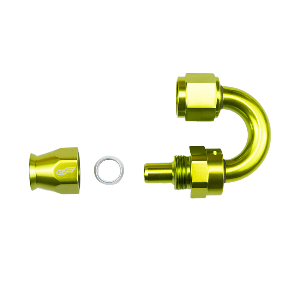 -6 AN 180 Degree Female Aluminum Hose End (PTFE)