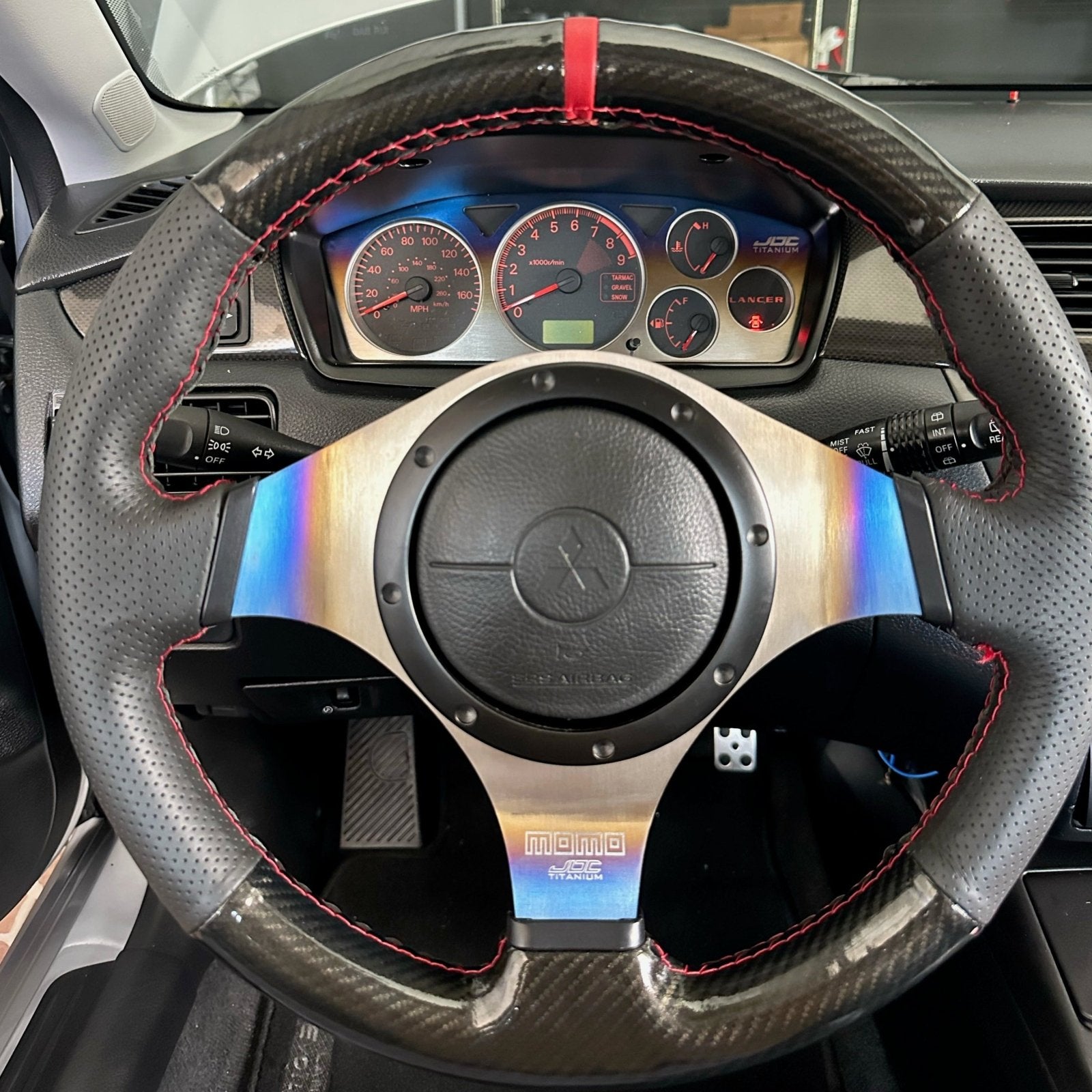 JDC Titanium Gauge Cluster Overlay (Evo 7/8/9) - JD Customs U.S.A