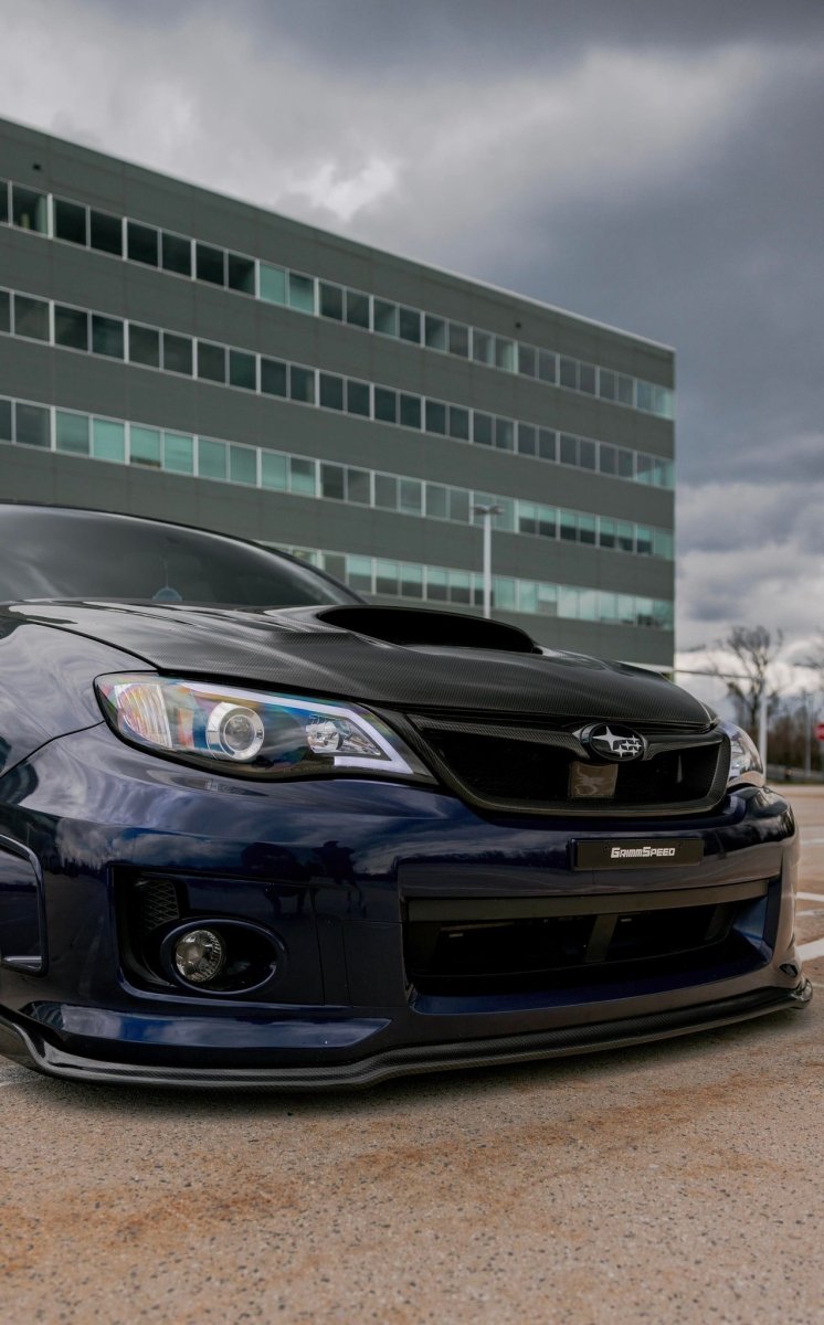 JDMuscle 11-14 WRX/STI CS2 estilo labio delantero de fibra de carbono