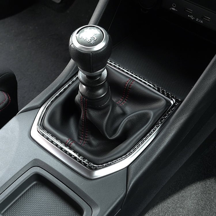 JDMuscle [22-25 WRX Carbon Fiber MT Shifter Trim | Black Carbon Fiber/ Red Carbon Fiber