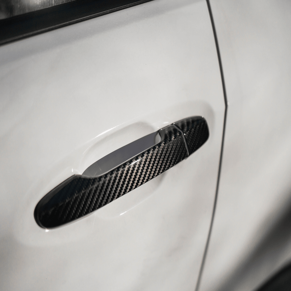 Cubiertas para manijas de puerta de fibra de carbono seca JDMuscle Tanso con acabado brillante (WRX 2022-2025)