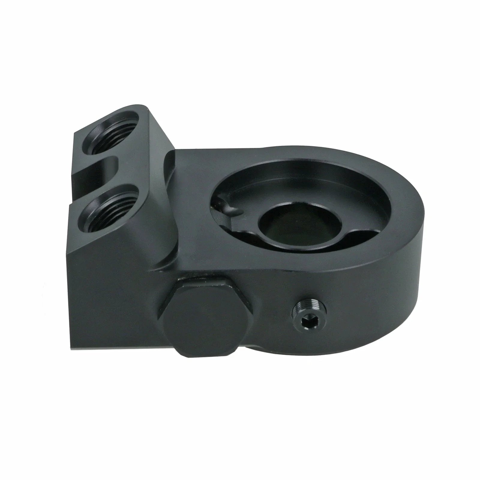 BOOST Products Billet Oil Filter Sandwich Plate Adapter w/ Thermostat, black anodized (OF-M22-BM)