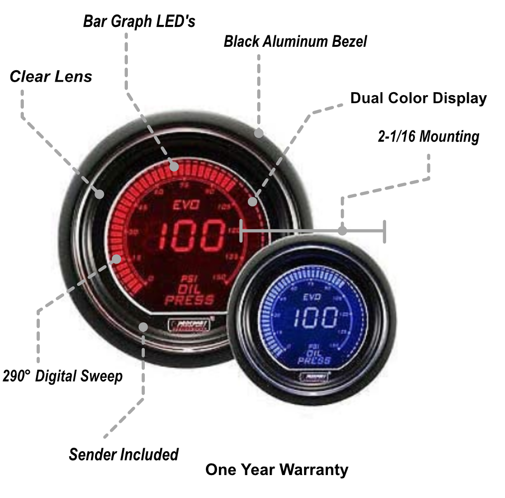Prosport 2-1/16" Evo Electrical Oil Pressure Gauge