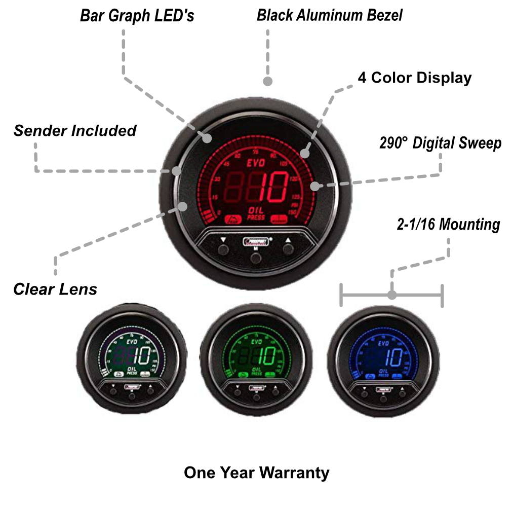 Prosport 2-1/16" Premium Evo Electrical Oil Pressure Gauge