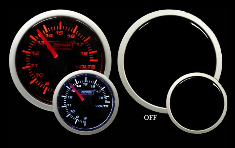 Prosport 2-1/16" Amber / White - Electric Volt Gauge