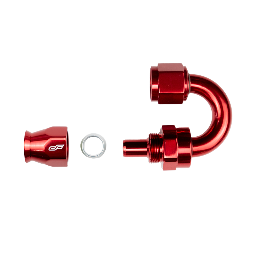-6 AN 180 Degree Female Aluminum Hose End (PTFE)