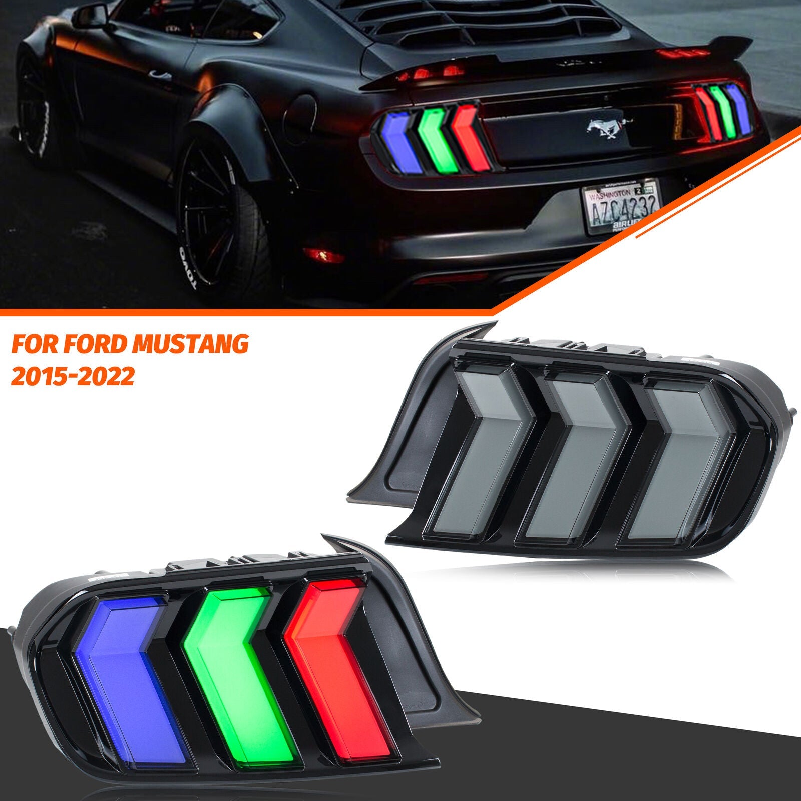 NTXGlow S650 Style RGB Tail Lights | 2015-2023 Ford Mustang