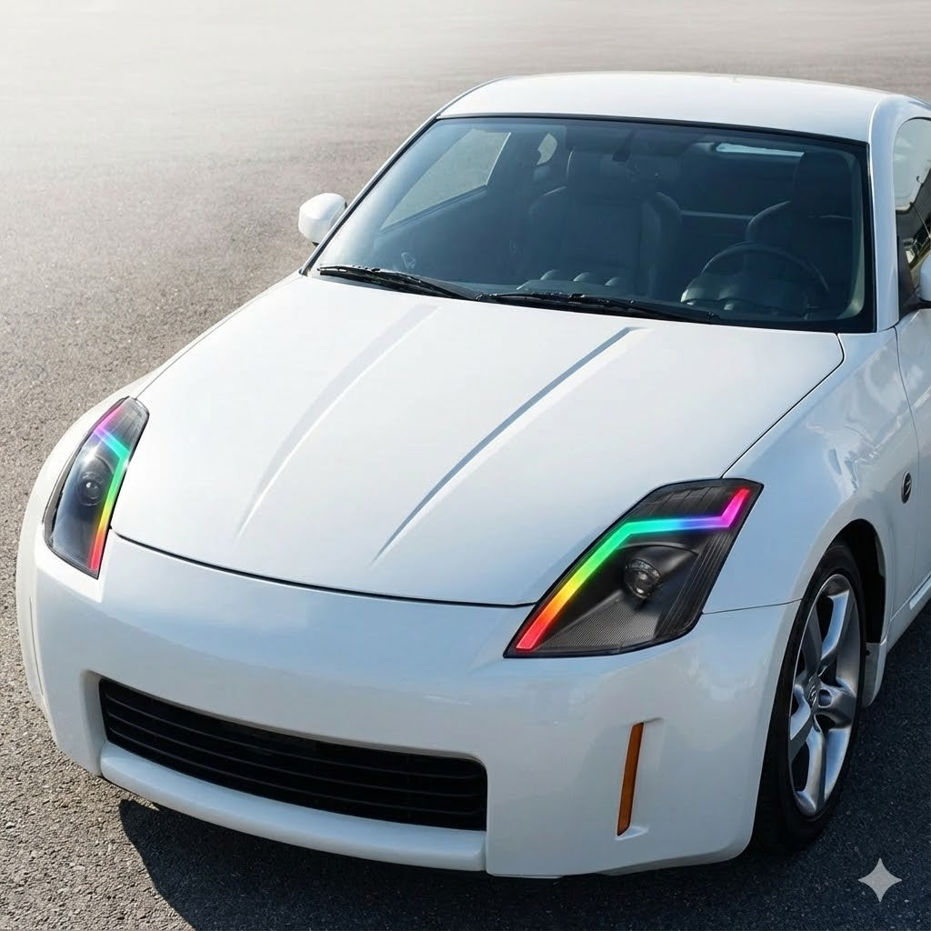 Faros delanteros NTXGLOW RGB con carcasa negra (Nissan 350Z 06-09)