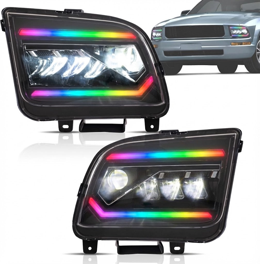NTXGlow RGB led Headlights | 2005-2009 Ford Mustang | JD Customs U.S.A