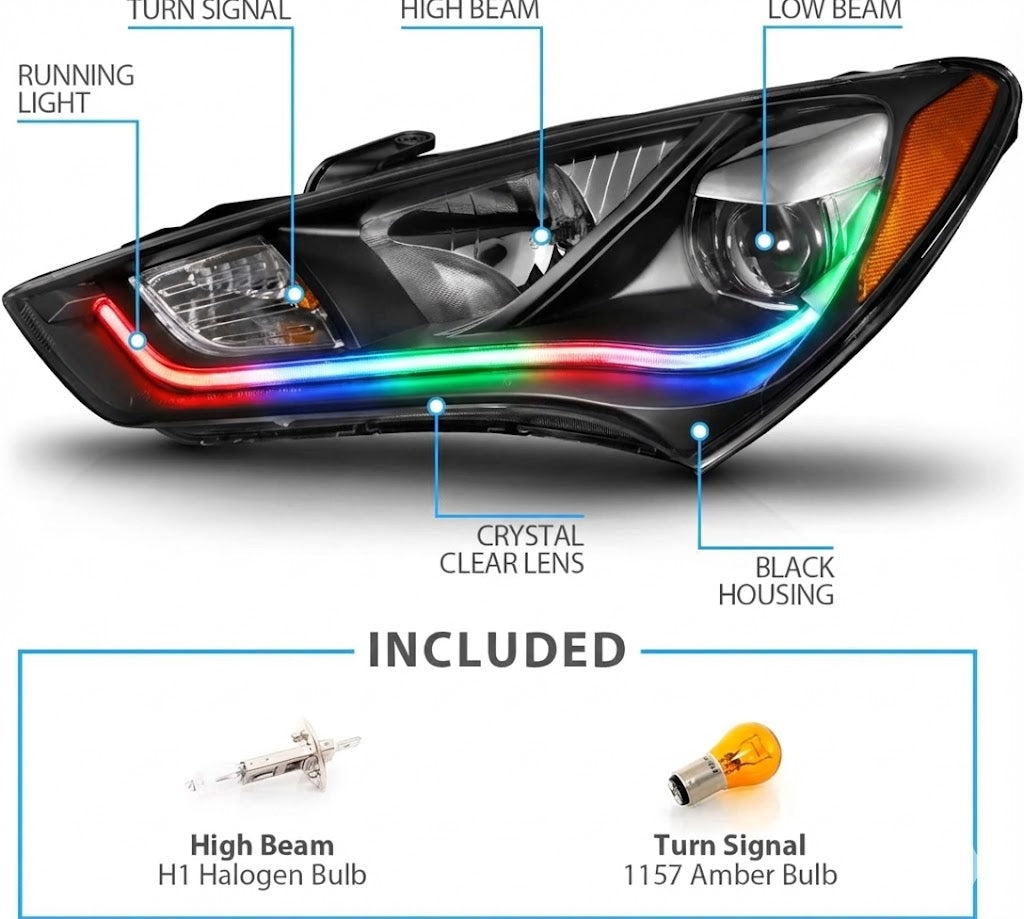 NTXGlow RGB Headlights | 2013-2016 Hyundai Genesis Coupe BK2 - 2