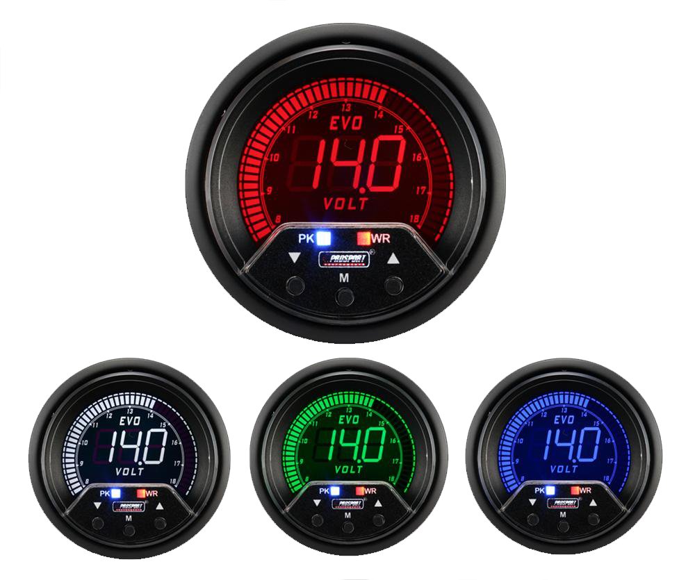Medidor de voltios eléctrico Prosport Premium Evo de 2-3/8"