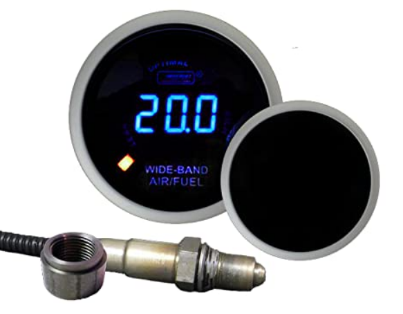 Kit de relación aire-combustible digital de banda ancha Prosport de 2-1/16" con pantalla LCD azul