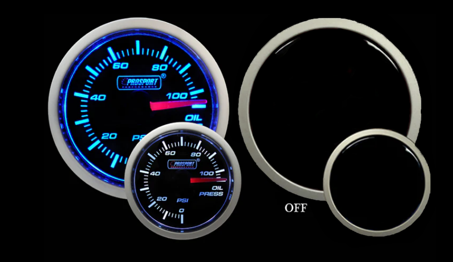 Prosport 2-1/16" Blue/White Oil Pressure Gauge-2-1/16"