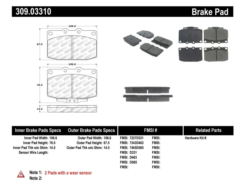 StopTech Performance Front Brake Pads (89-95 Mazda RX7)