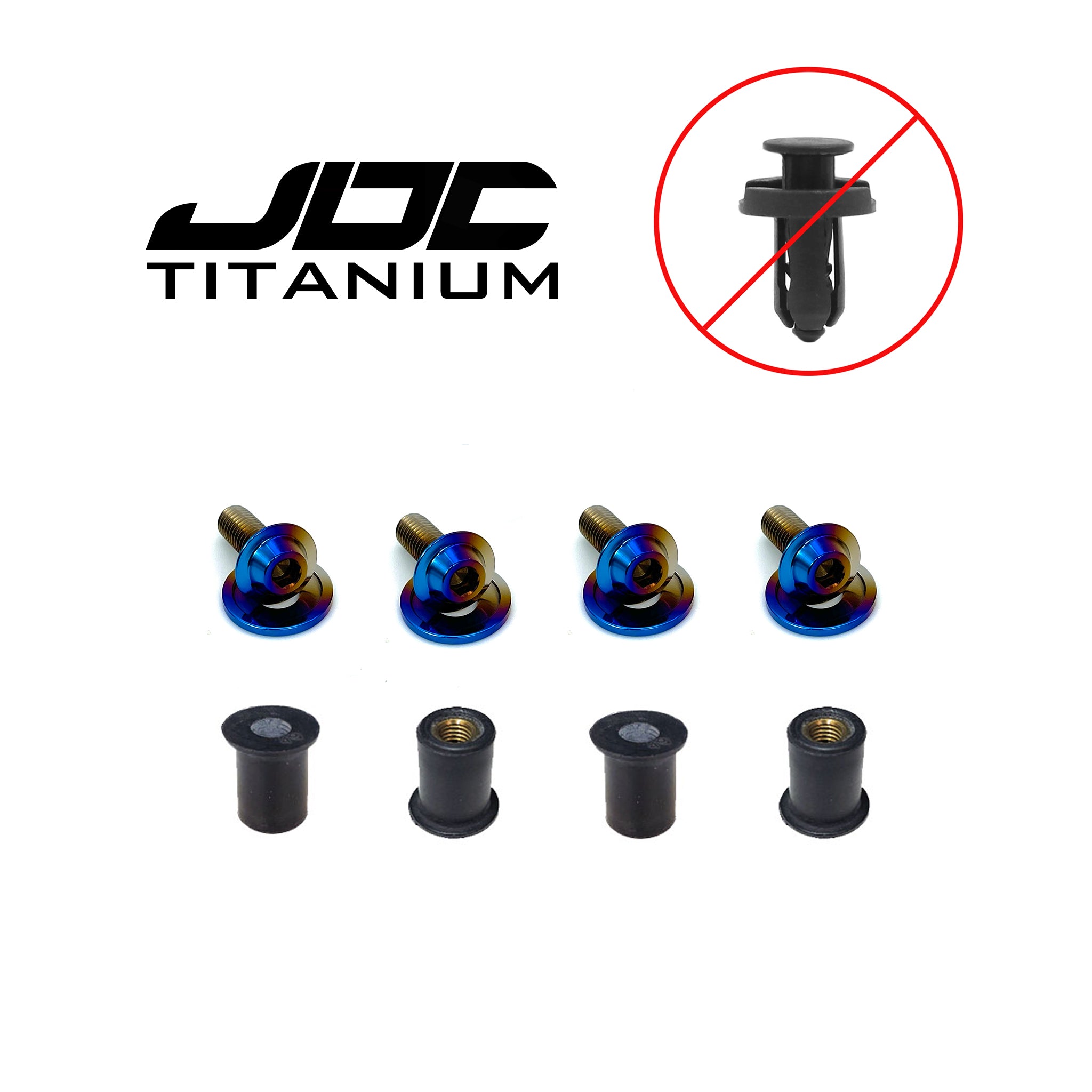 JDC Titanium Radiator Cooling Shroud Plastic Clip Replacement Kit (Evo 8/9)