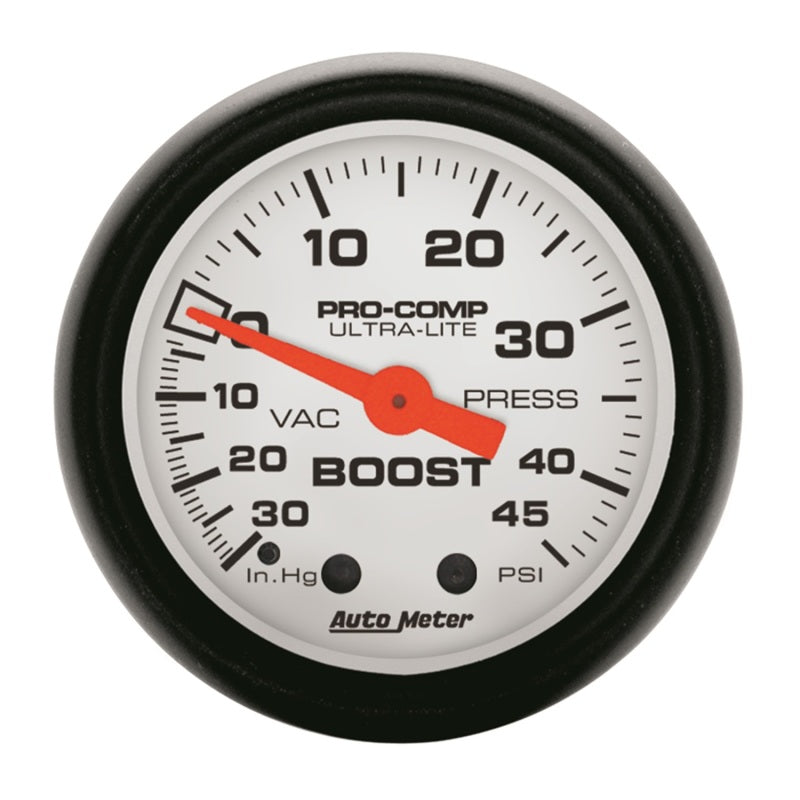 Autometer Phantom Series 2-1/16'' Boost/Vacuum 30 IN HG/45 PSI Gauge