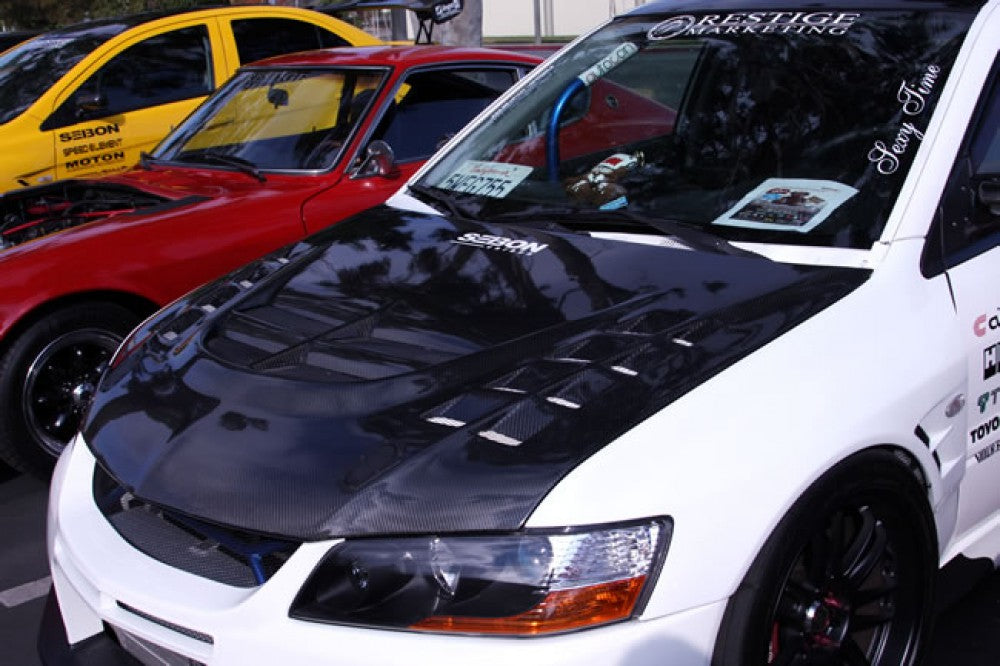 Seibon CWII Style Carbon Fiber Hood (Evo 8/9) (seiHD0305MITEVO8-CWII) - 6