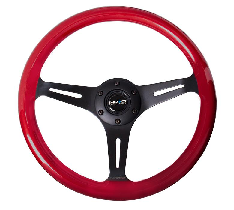 NRG Red Wood Steering Wheel w/ Black Center - JD Customs U.S.A