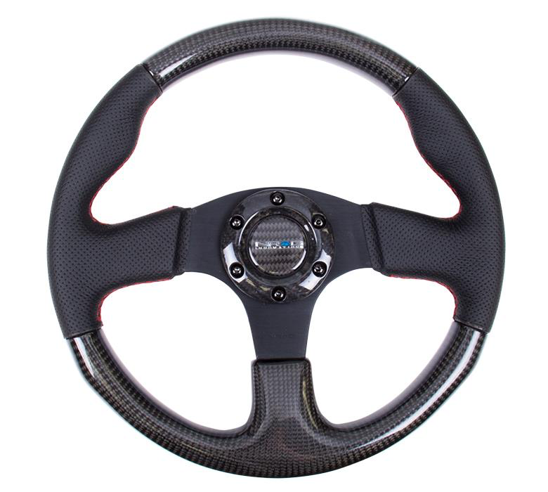 NRG Carbon Fiber Steering Wheel w/ Leather Accents - JD Customs U.S.A