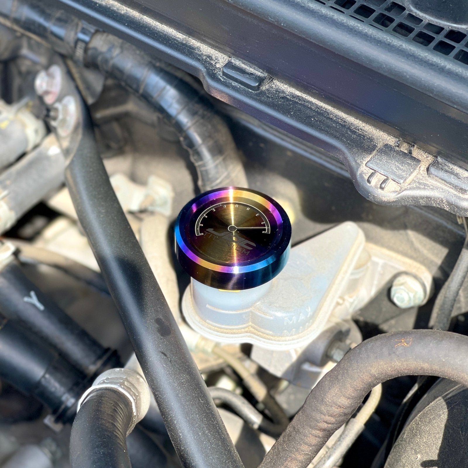 JDC Titanium Clutch Fluid Reservoir Cap Cover (BRZ/FR - S/86/ Multiple Subaru Applications) - JD Customs U.S.A