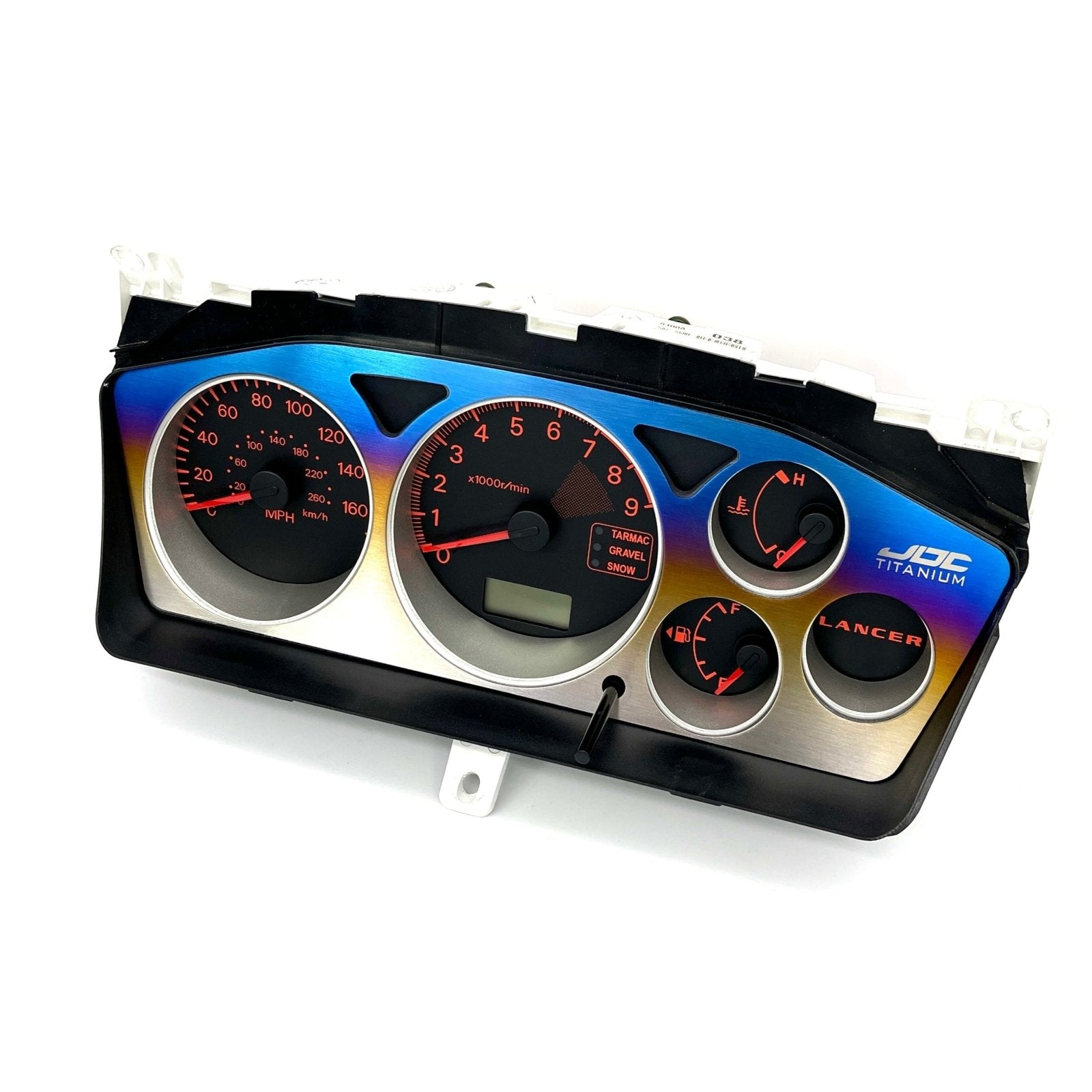 JDC Titanium Gauge Cluster Overlay (Evo 7/8/9) - JD Customs U.S.A