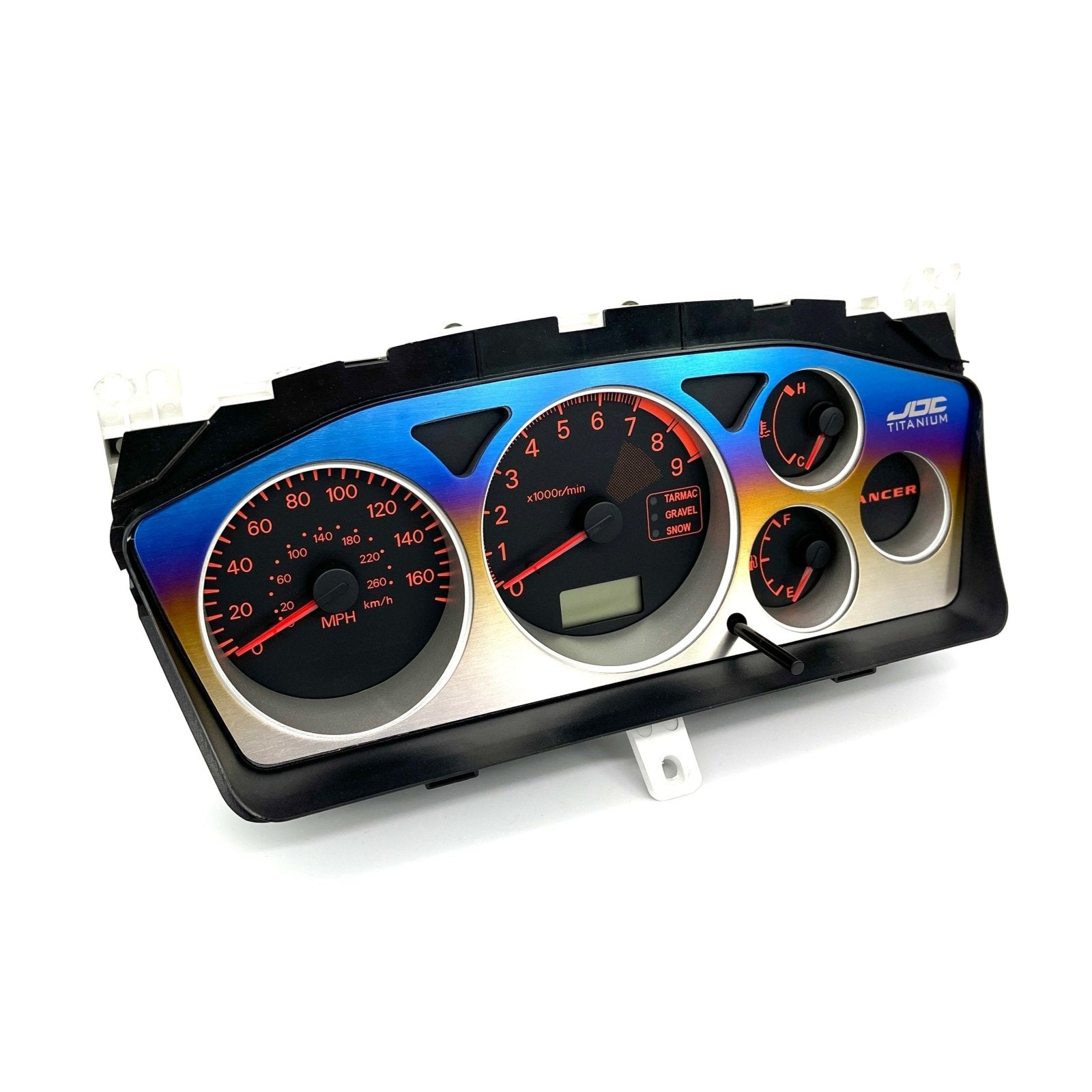 JDC Titanium Gauge Cluster Overlay (Evo 7/8/9) - JD Customs U.S.A