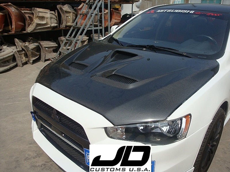 JDC Voltex Style Carbon Fiber Hood (08 - 15 Lancer) - JDC Body