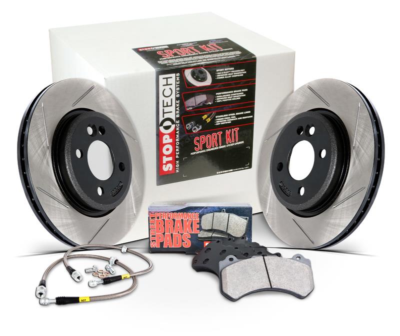 Stop Tech Brake Kit Product Photo With Pads, Rotors, And Lines