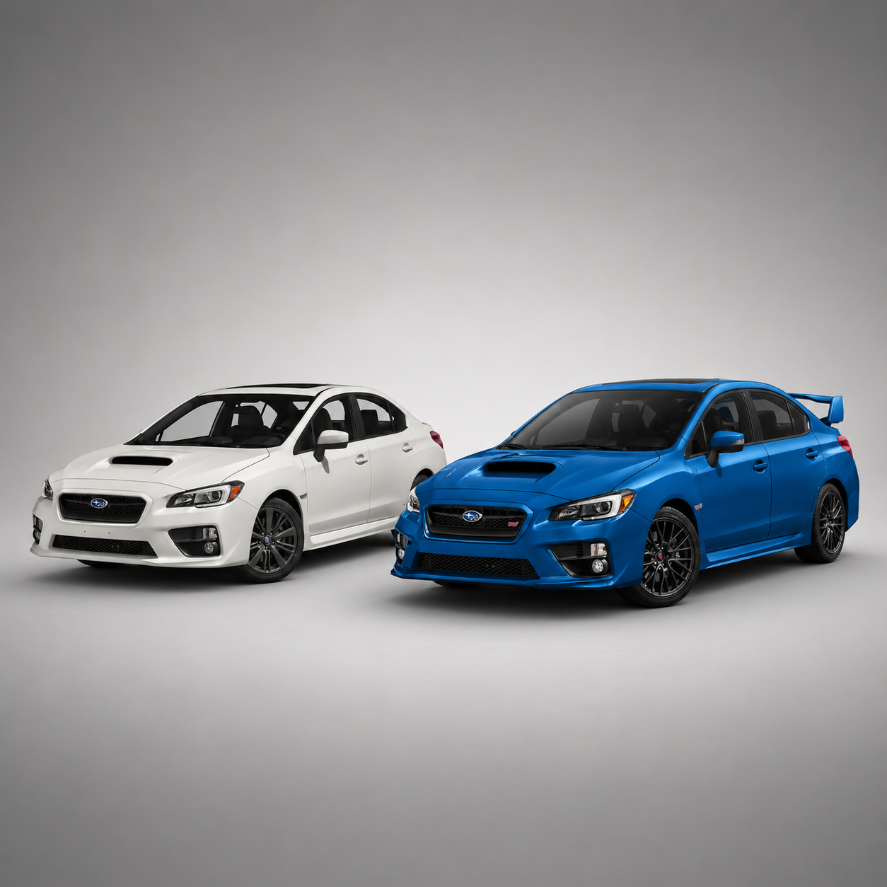 Subaru STI & Subaru WRX in White Studio