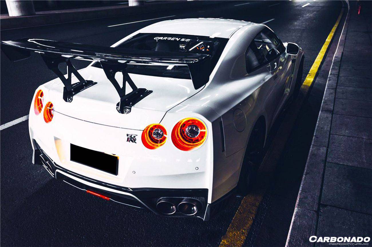 Difusor trasero de fibra de carbono estilo Nissan GTR R35 DBA EBA NISMO (2012-2023) con luz de freno