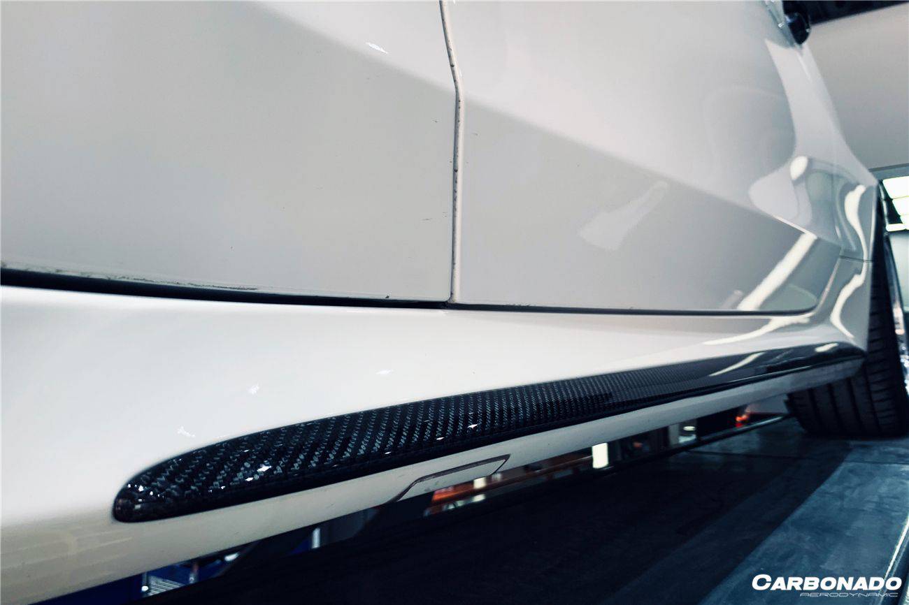 Faldones laterales de fibra de carbono para Mercedes Benz W205 C63 S AMG Coupé Carbonado 2015-2021, extensión de labio adicional