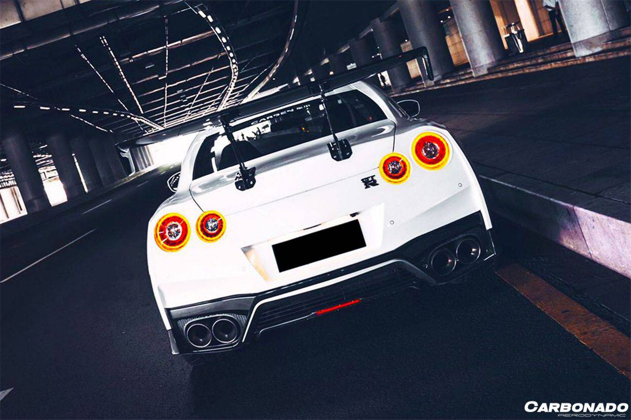 Difusor trasero de fibra de carbono estilo Nissan GTR R35 DBA EBA NISMO (2012-2023) con luz de freno