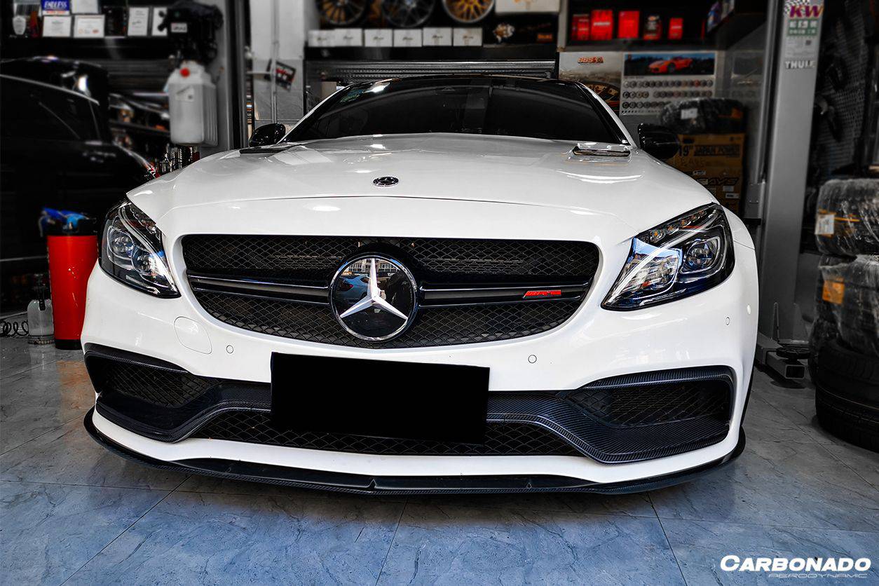 Borde delantero de fibra de carbono estilo BKSS para Mercedes Benz W205 C63 S AMG Coupé 2015-2021 Carbonado