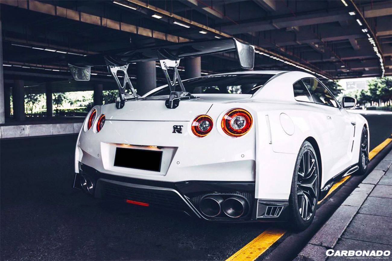 Difusor trasero de fibra de carbono estilo Nissan GTR R35 DBA EBA NISMO (2012-2023) con luz de freno