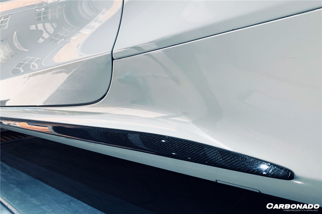 Faldones laterales de fibra de carbono para Mercedes Benz W205 C63 S AMG Coupé Carbonado 2015-2021, extensión de labio adicional