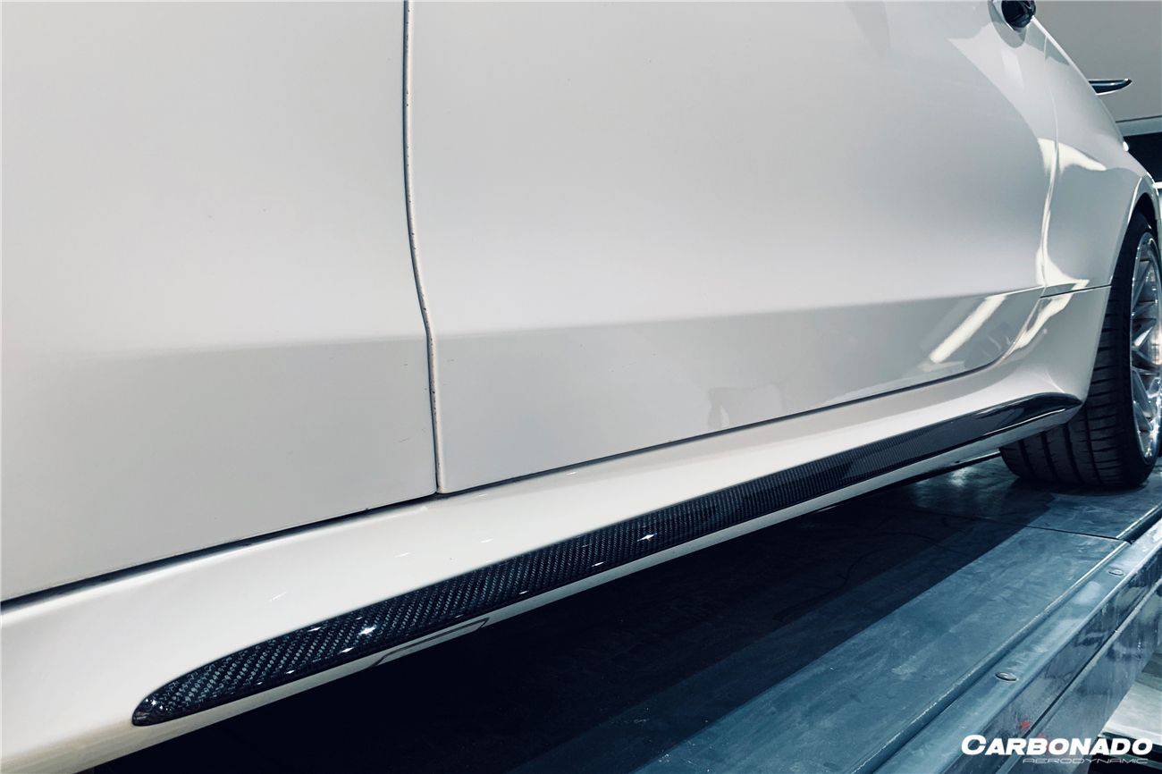Faldones laterales de fibra de carbono para Mercedes Benz W205 C63 S AMG Coupé Carbonado 2015-2021, extensión de labio adicional
