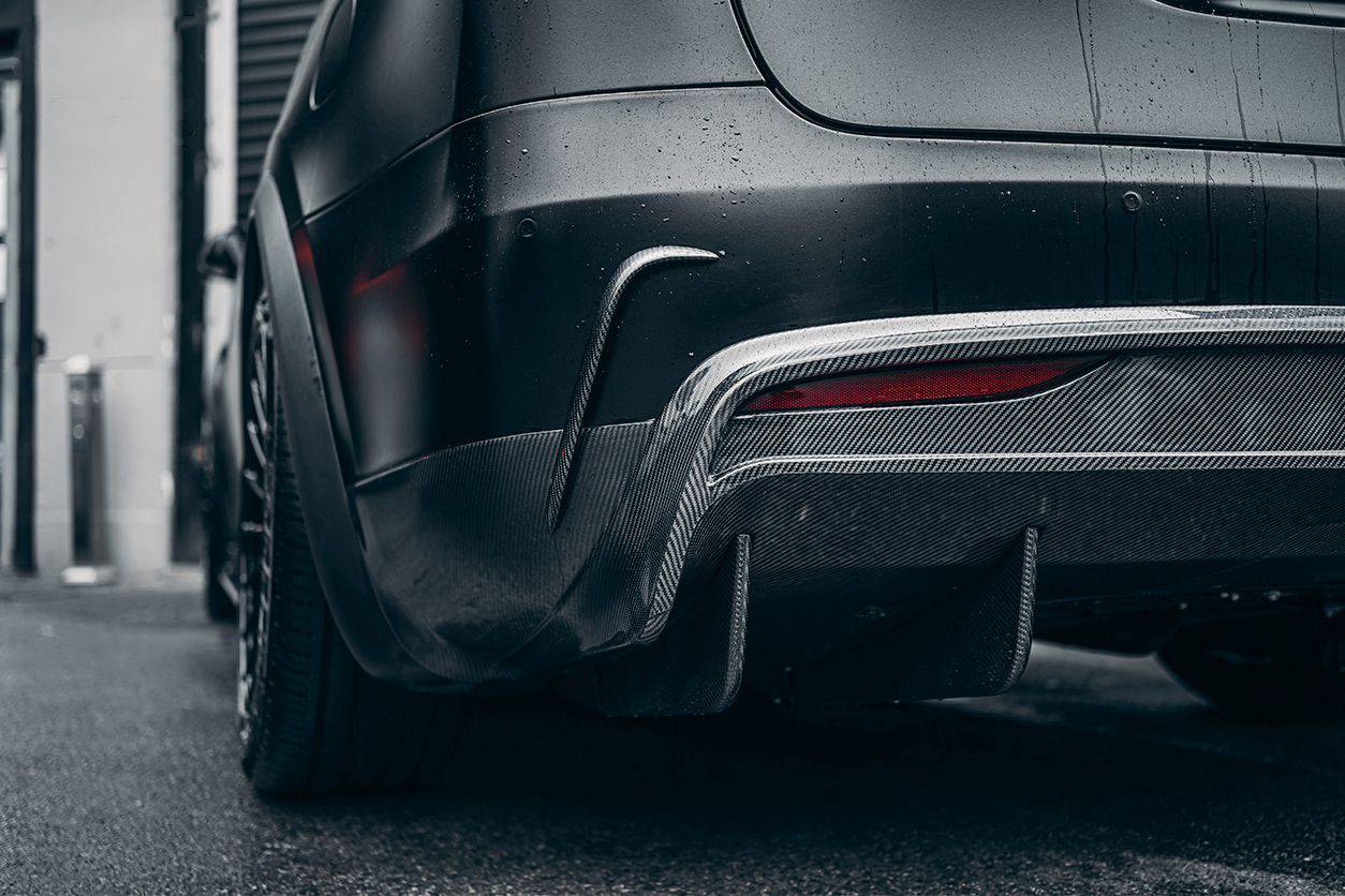 Parachoques trasero de fibra de carbono estilo RZS para SUV Tesla Model X Carbonado 2016-2021