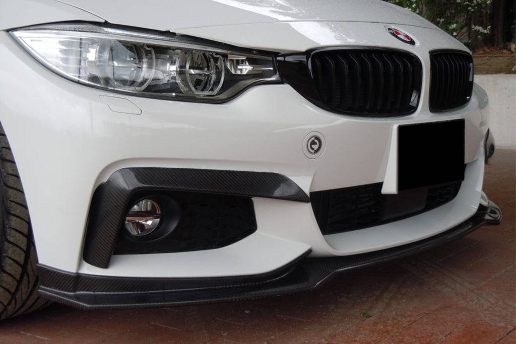 Carbonado 2013-2020 BMW 4 Series F32 F33 ECC Style Carbon Fiber Front Bumper Canards (For M-Tech Only )