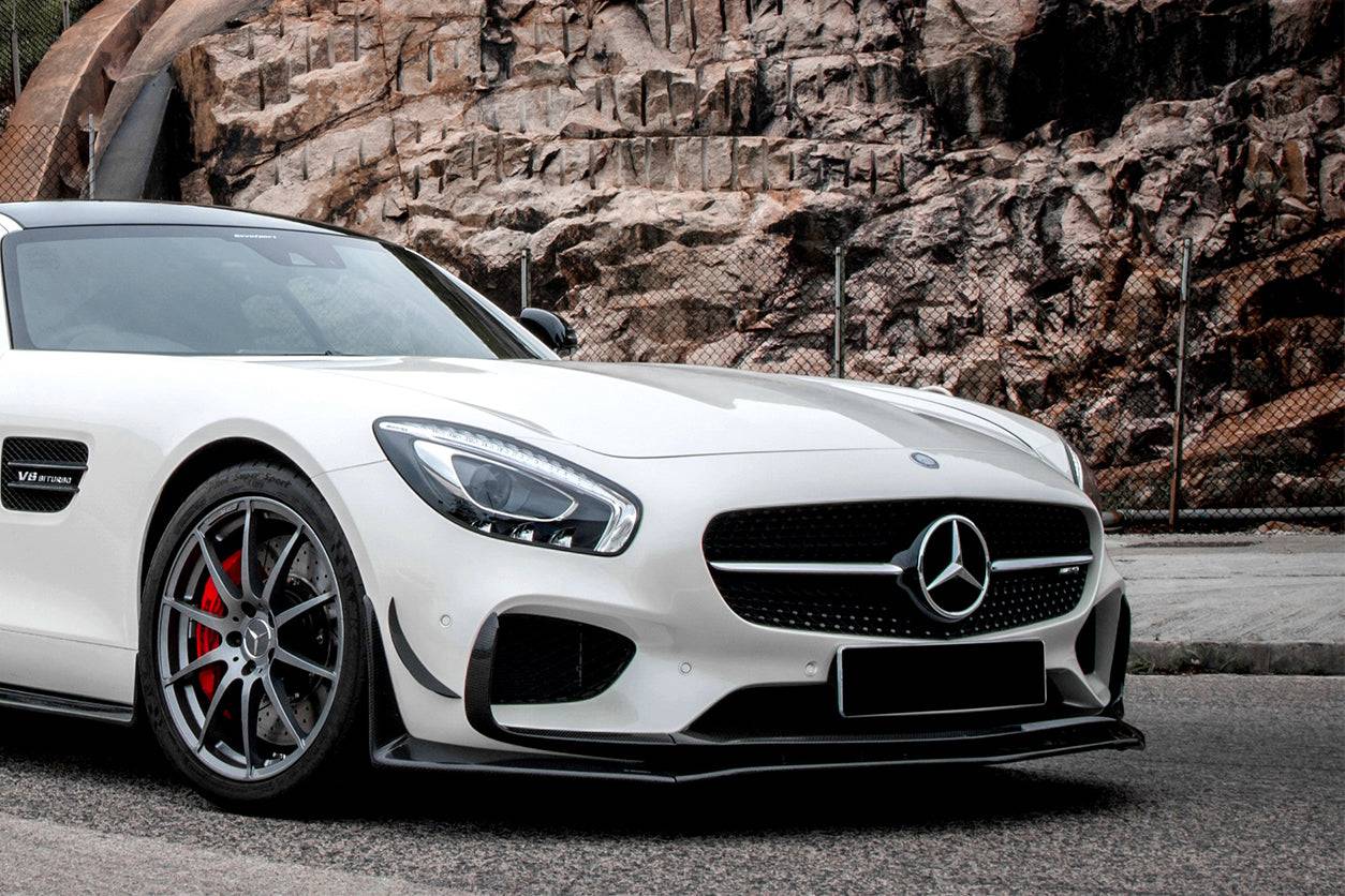 Carbonado 2015-2017 Mercedes Benz AMG GT  GTS RZS Style Carbon Fiber front bumper Canards