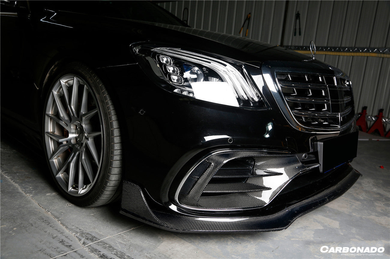 Carbonado 2017-2020 Mercedes Benz S63 AMG W222.2 Sedan MSY Style Carbon Fiber Front Bumper Vents