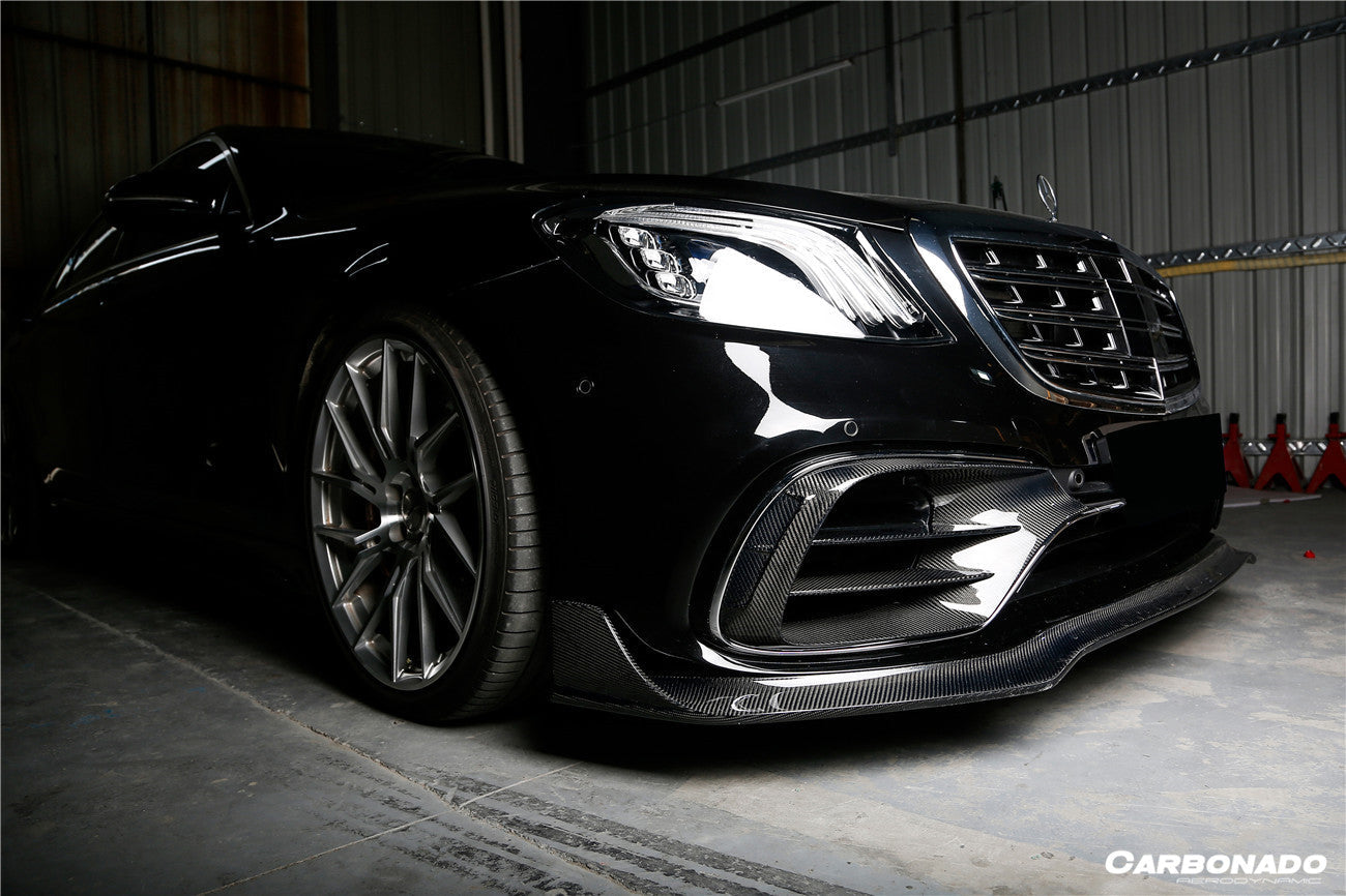 Carbonado 2017-2020 Mercedes Benz S63 AMG W222.2 Sedan MSY Style Carbon Fiber Front Bumper Vents