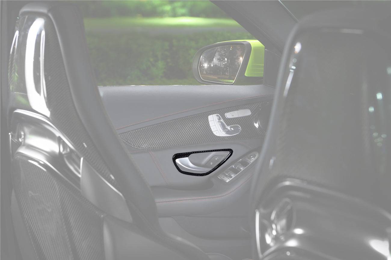 Carbonado 2015-2021 Mercedes Benz W205 C Class GLC X253 Carbon Fiber Interior Door Handle Cover Trim