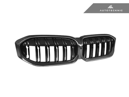 Parrilla delantera de doble lama de fibra de carbono seca AutoTecknic - Serie 3 G20 LCI