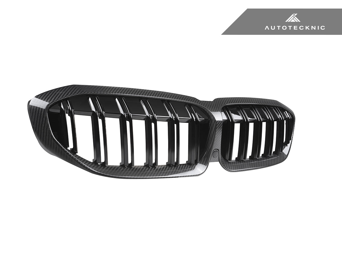 Parrillas delanteras de doble lama de fibra de carbono seca AutoTecknic - Serie 3 G20 pre-LCI