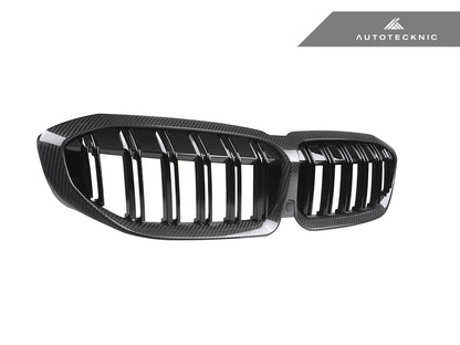 Parrillas delanteras de doble lama de fibra de carbono seca AutoTecknic - Serie 3 G20 pre-LCI