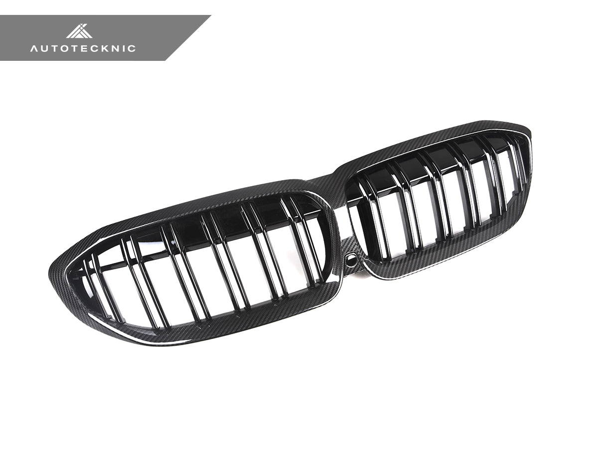 Parrillas delanteras de doble lama de fibra de carbono seca AutoTecknic - Serie 3 G20 pre-LCI