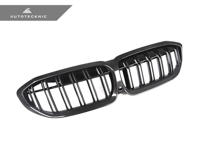 Parrillas delanteras de doble lama de fibra de carbono seca AutoTecknic - Serie 3 G20 pre-LCI
