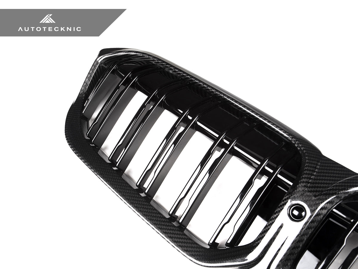 Parrilla delantera de doble lama de fibra de carbono seca AutoTecknic - Serie 3 G20 LCI